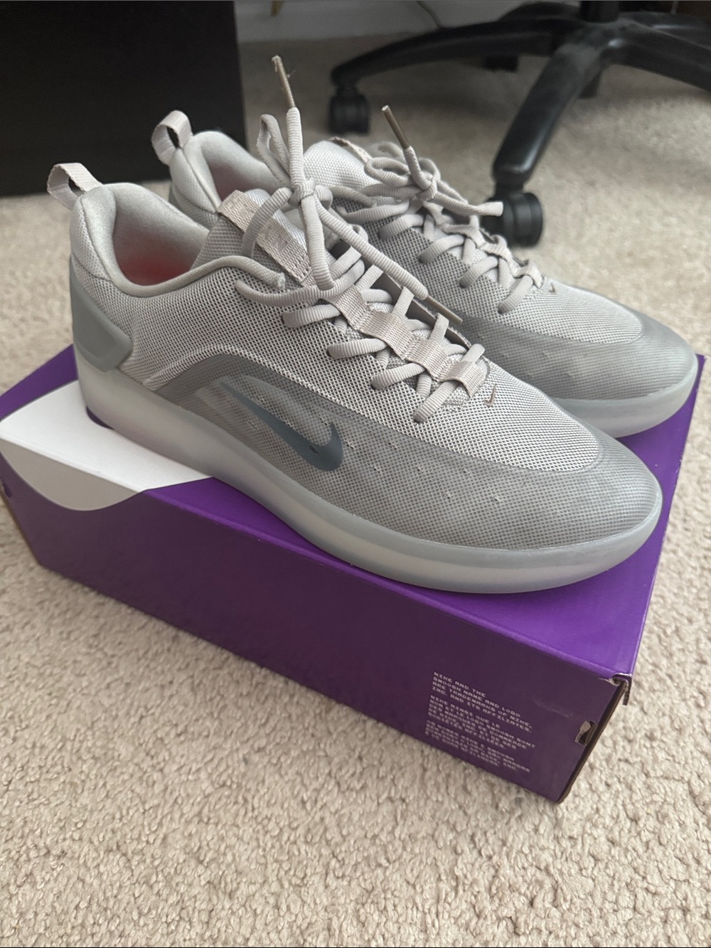 Nike SB Zoom Nyjah Light Gray Low-Top Sneakers with Translucent Sole
